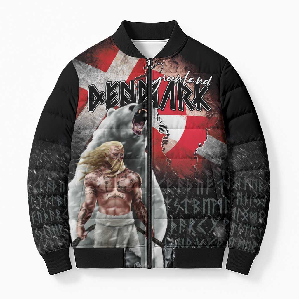 Greenlandic and Danish Together Bomber Puffer Jacket Viking Warrior with Polar Bear Roar - Wonder Print Shop