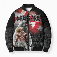 Greenlandic and Danish Together Bomber Puffer Jacket Viking Warrior with Polar Bear Roar - Wonder Print Shop
