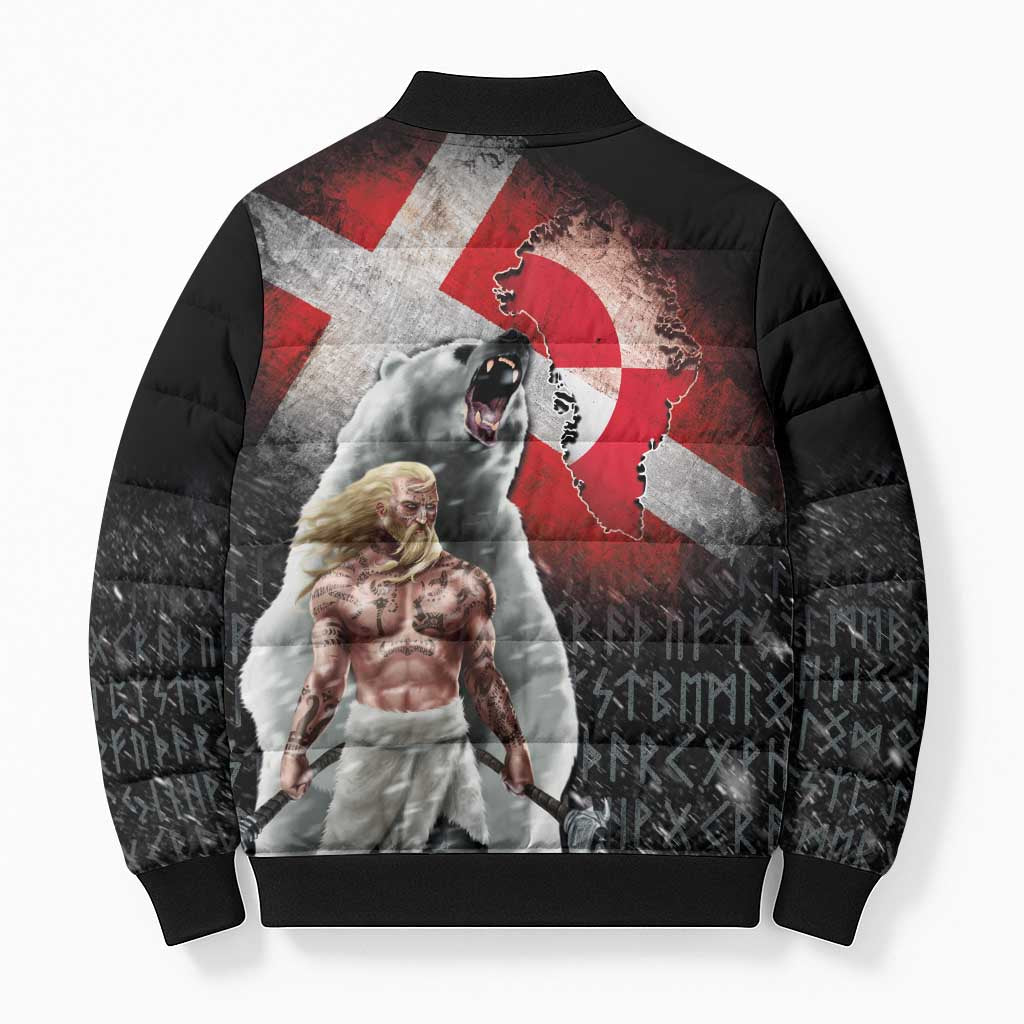 Greenlandic and Danish Together Bomber Puffer Jacket Viking Warrior with Polar Bear Roar - Wonder Print Shop