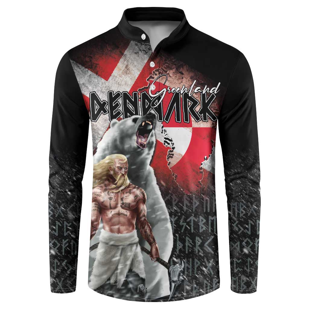 Greenlandic and Danish Together Button Sweatshirt Viking Warrior with Polar Bear Roar - Wonder Print Shop
