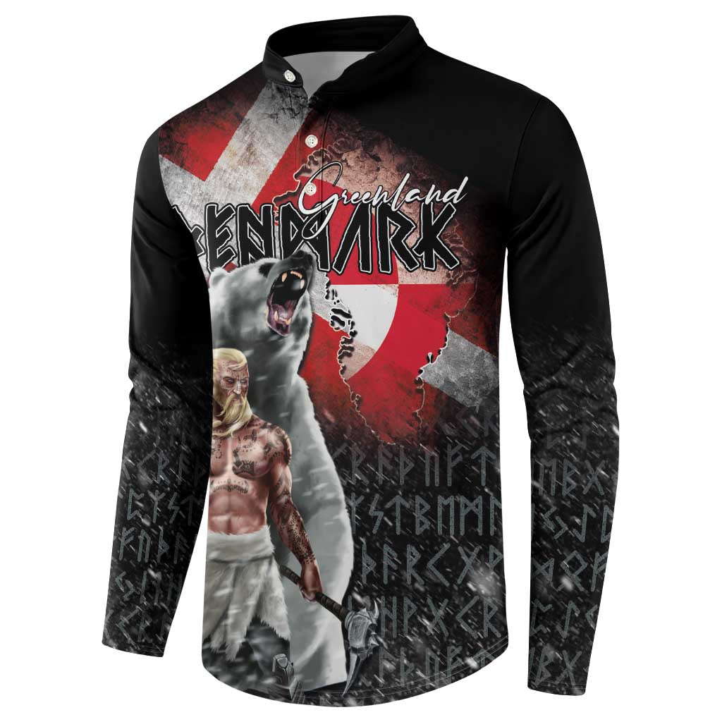 Greenlandic and Danish Together Button Sweatshirt Viking Warrior with Polar Bear Roar - Wonder Print Shop