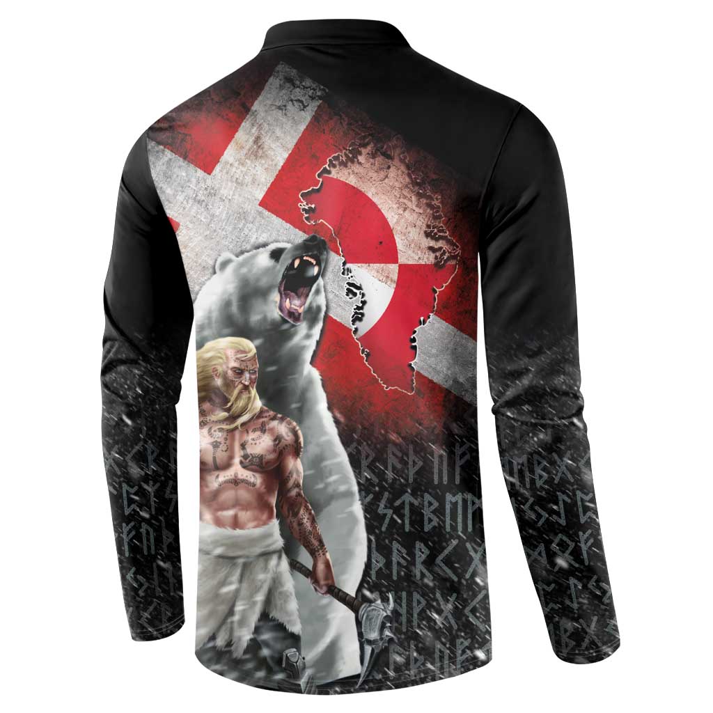 Greenlandic and Danish Together Button Sweatshirt Viking Warrior with Polar Bear Roar - Wonder Print Shop