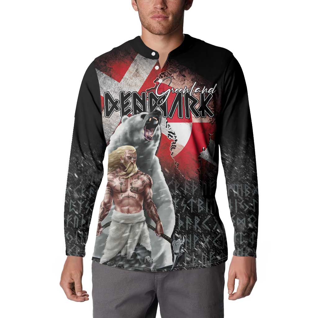 Greenlandic and Danish Together Button Sweatshirt Viking Warrior with Polar Bear Roar - Wonder Print Shop