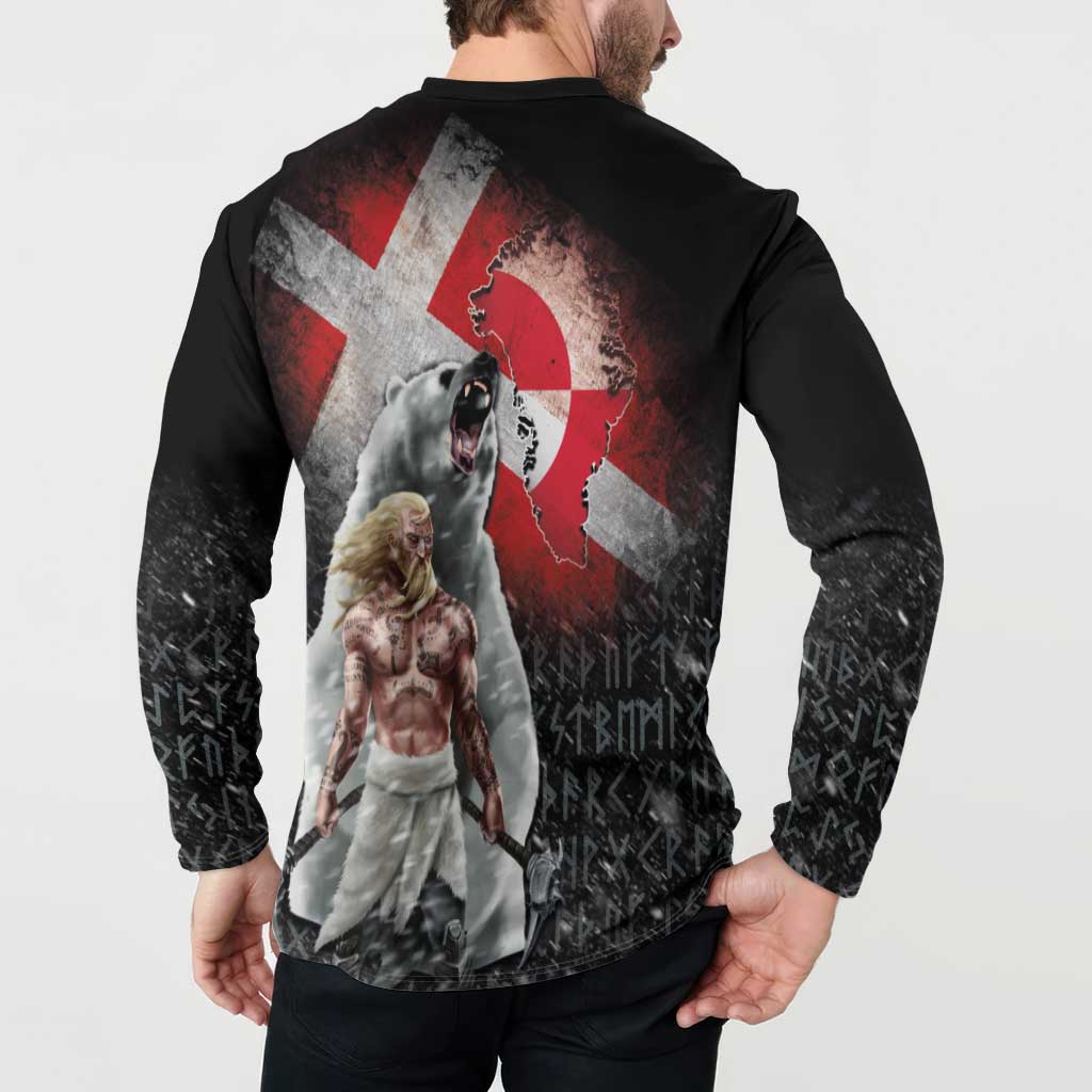Greenlandic and Danish Together Button Sweatshirt Viking Warrior with Polar Bear Roar - Wonder Print Shop