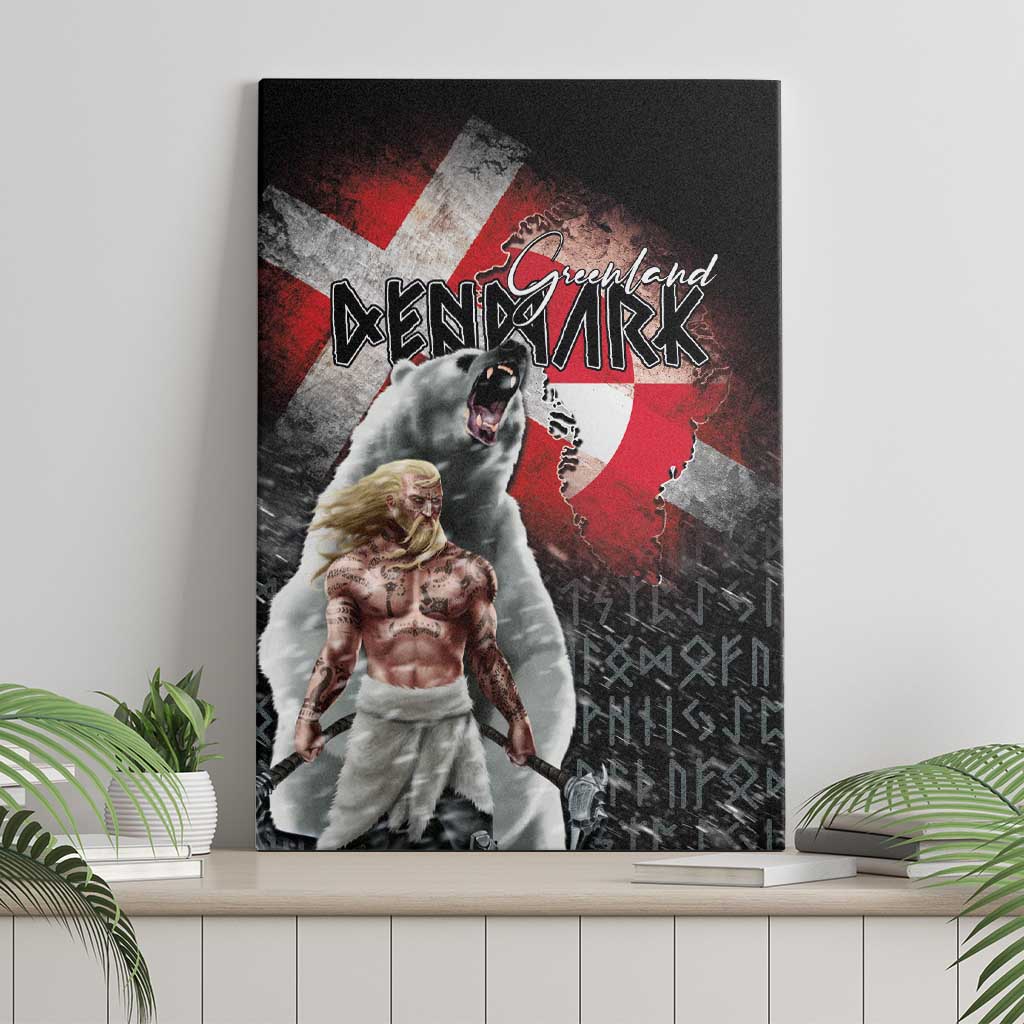 Greenlandic and Danish Together Canvas Wall Art Viking Warrior with Polar Bear Roar - Wonder Print Shop