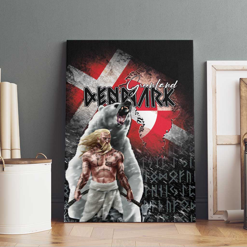 Greenlandic and Danish Together Canvas Wall Art Viking Warrior with Polar Bear Roar - Wonder Print Shop