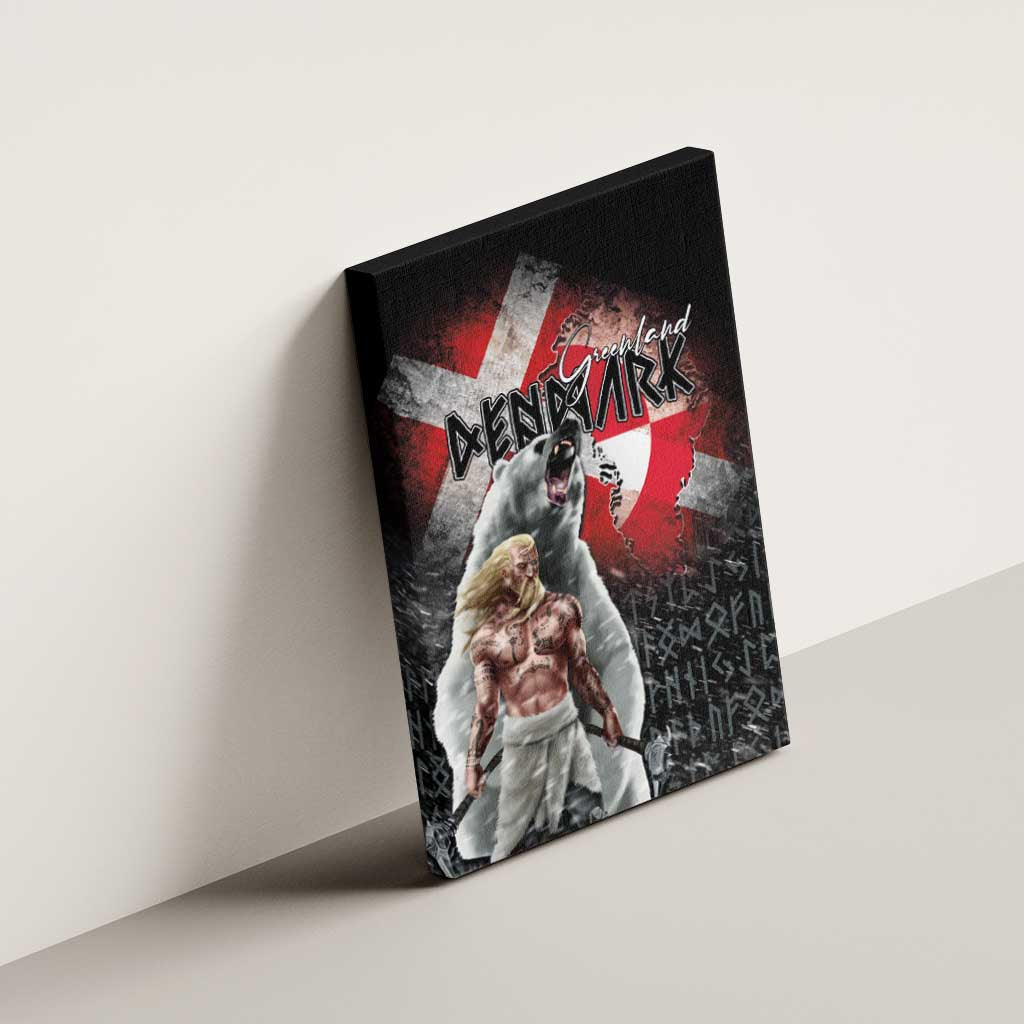 Greenlandic and Danish Together Canvas Wall Art Viking Warrior with Polar Bear Roar - Wonder Print Shop