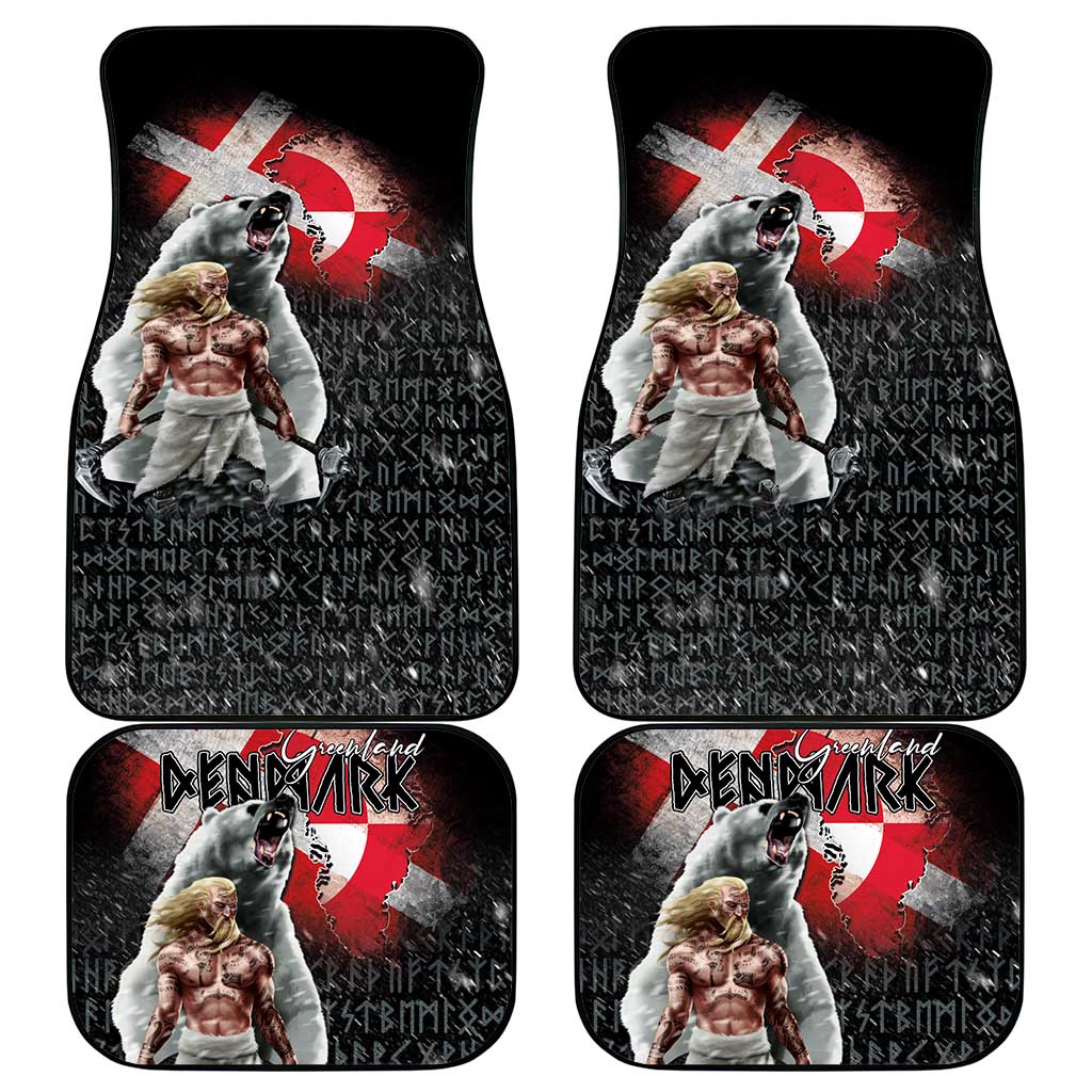 Greenlandic and Danish Together Car Mats Viking Warrior with Polar Bear Roar - Wonder Print Shop