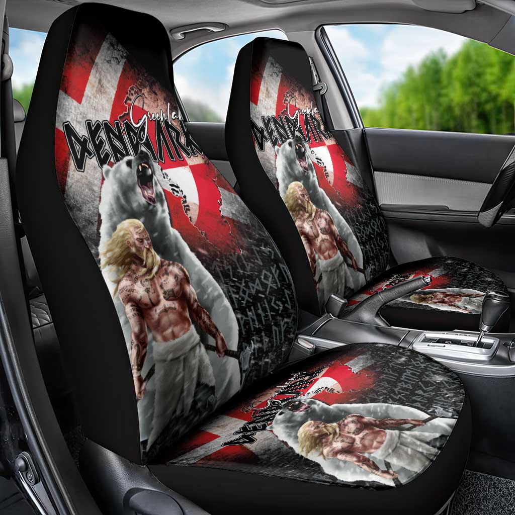 Greenlandic and Danish Together Car Seat Cover Viking Warrior with Polar Bear Roar - Wonder Print Shop