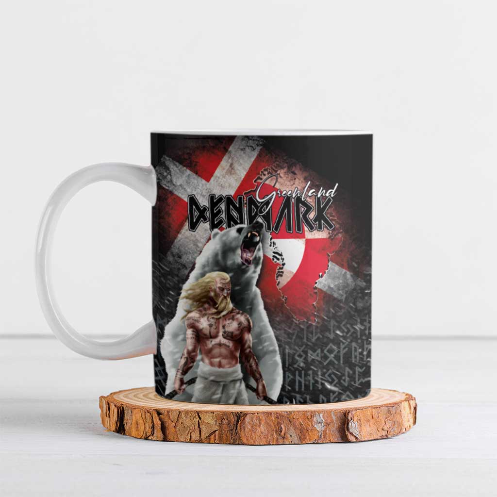Greenlandic and Danish Together Ceramic Mug Viking Warrior with Polar Bear Roar - Wonder Print Shop