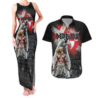 Greenlandic and Danish Together Couples Matching Tank Maxi Dress and Hawaiian Shirt Viking Warrior with Polar Bear Roar - Wonder Print Shop