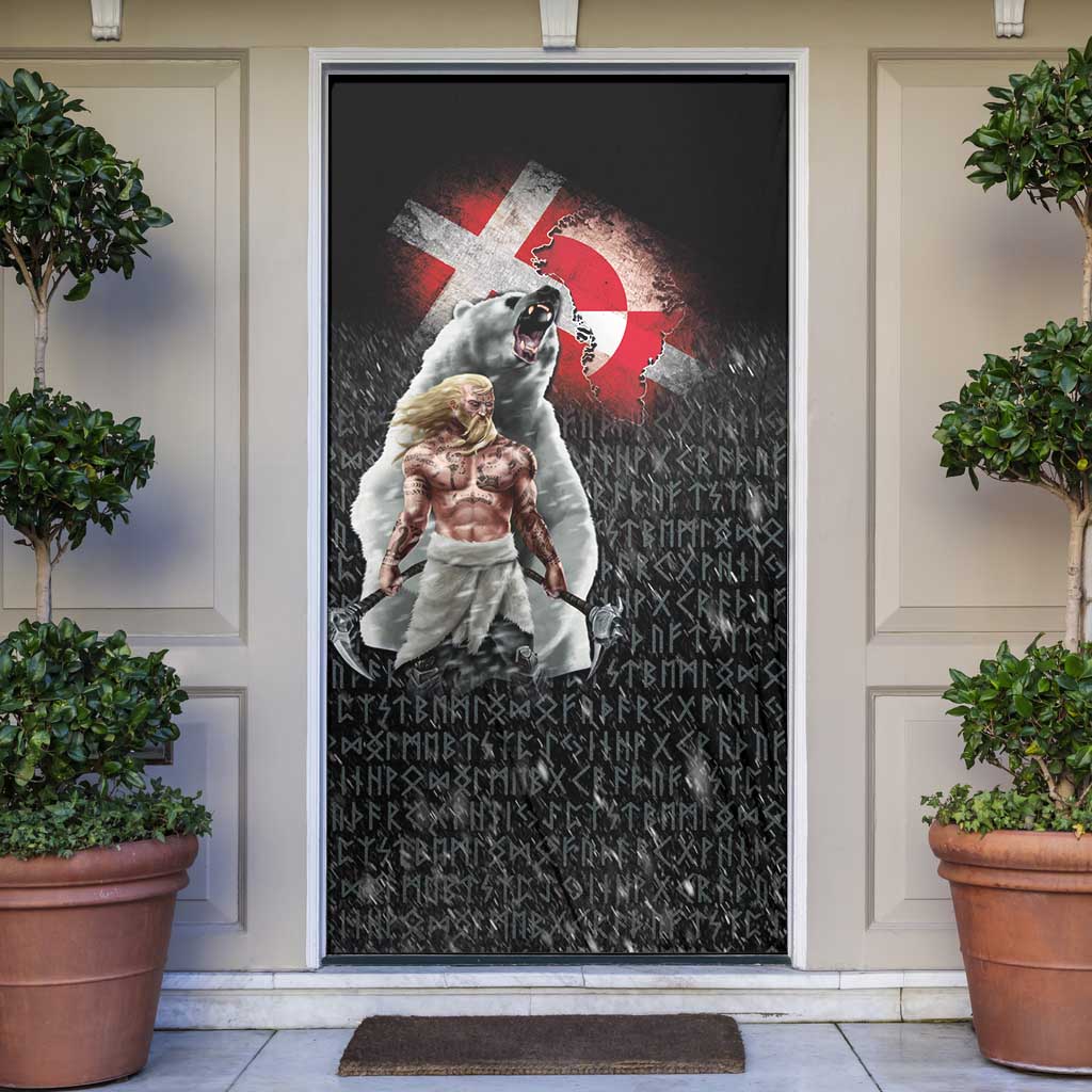 Greenlandic and Danish Together Door Cover Viking Warrior with Polar Bear Roar - Wonder Print Shop