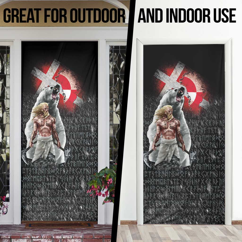 Greenlandic and Danish Together Door Cover Viking Warrior with Polar Bear Roar - Wonder Print Shop