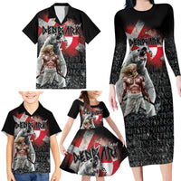 Greenlandic and Danish Together Family Matching Long Sleeve Bodycon Dress and Hawaiian Shirt Viking Warrior with Polar Bear Roar - Wonder Print Shop
