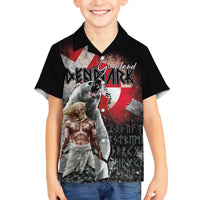 Greenlandic and Danish Together Family Matching Off The Shoulder Long Sleeve Dress and Hawaiian Shirt Viking Warrior with Polar Bear Roar - Wonder Print Shop