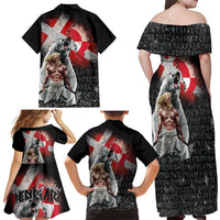 Greenlandic and Danish Together Family Matching Off Shoulder Maxi Dress and Hawaiian Shirt Viking Warrior with Polar Bear Roar - Wonder Print Shop