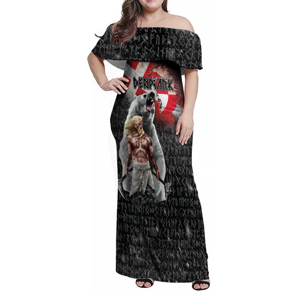Greenlandic and Danish Together Family Matching Off Shoulder Maxi Dress and Hawaiian Shirt Viking Warrior with Polar Bear Roar - Wonder Print Shop