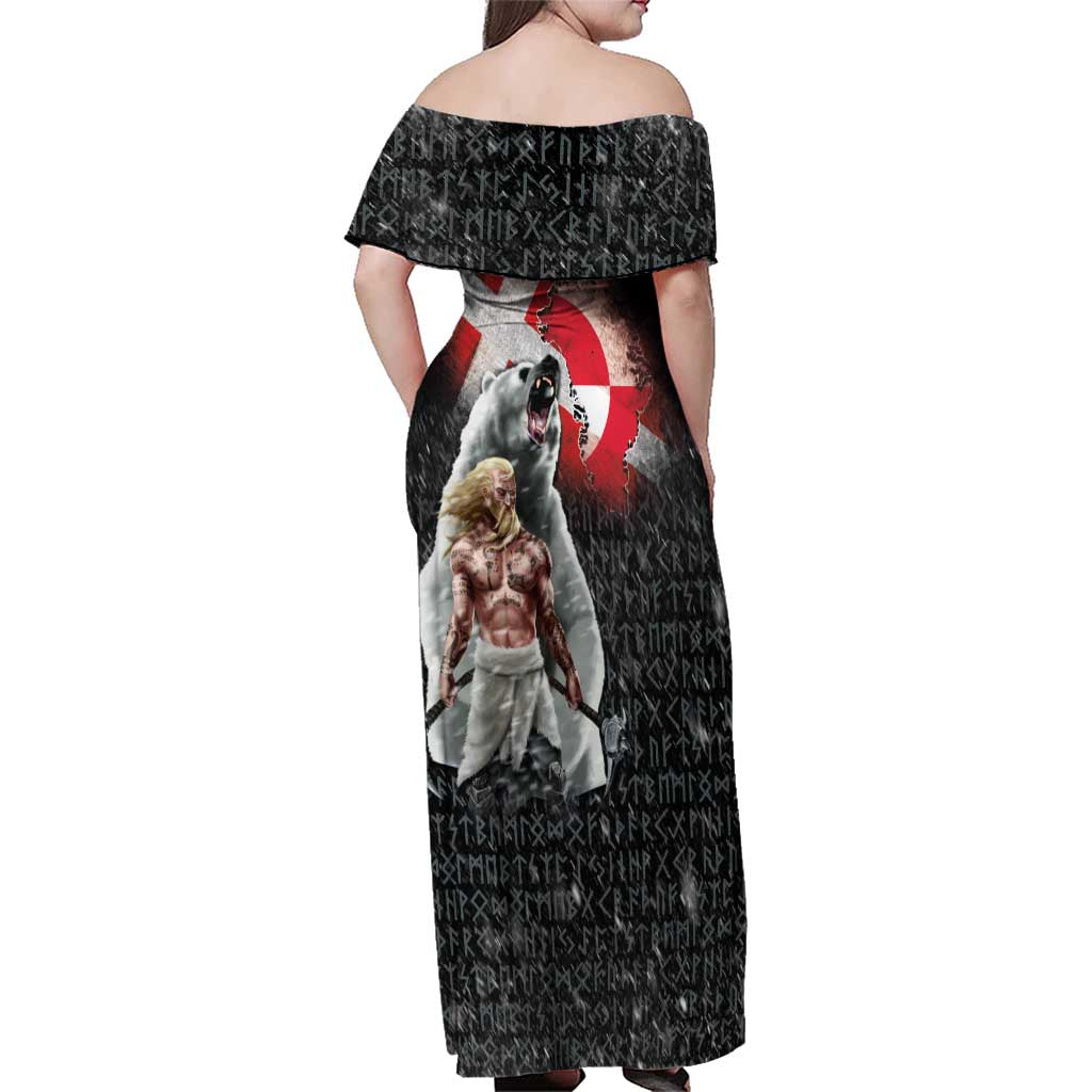 Greenlandic and Danish Together Family Matching Off Shoulder Maxi Dress and Hawaiian Shirt Viking Warrior with Polar Bear Roar - Wonder Print Shop