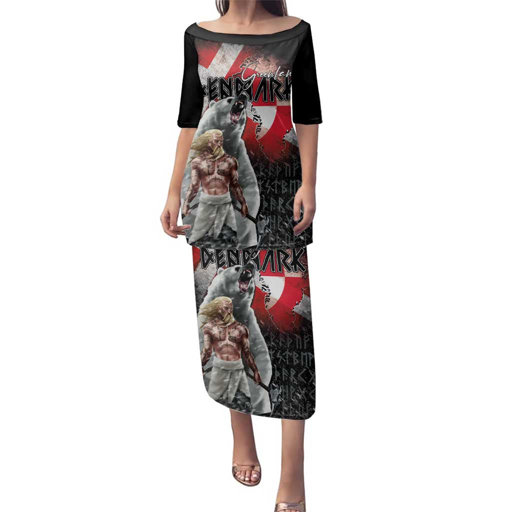 Greenlandic and Danish Together Family Matching Puletasi and Hawaiian Shirt Viking Warrior with Polar Bear Roar - Wonder Print Shop