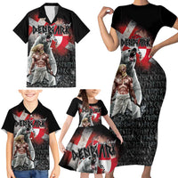 Greenlandic and Danish Together Family Matching Short Sleeve Bodycon Dress and Hawaiian Shirt Viking Warrior with Polar Bear Roar - Wonder Print Shop