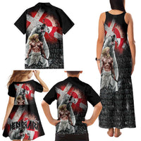 Greenlandic and Danish Together Family Matching Tank Maxi Dress and Hawaiian Shirt Viking Warrior with Polar Bear Roar - Wonder Print Shop