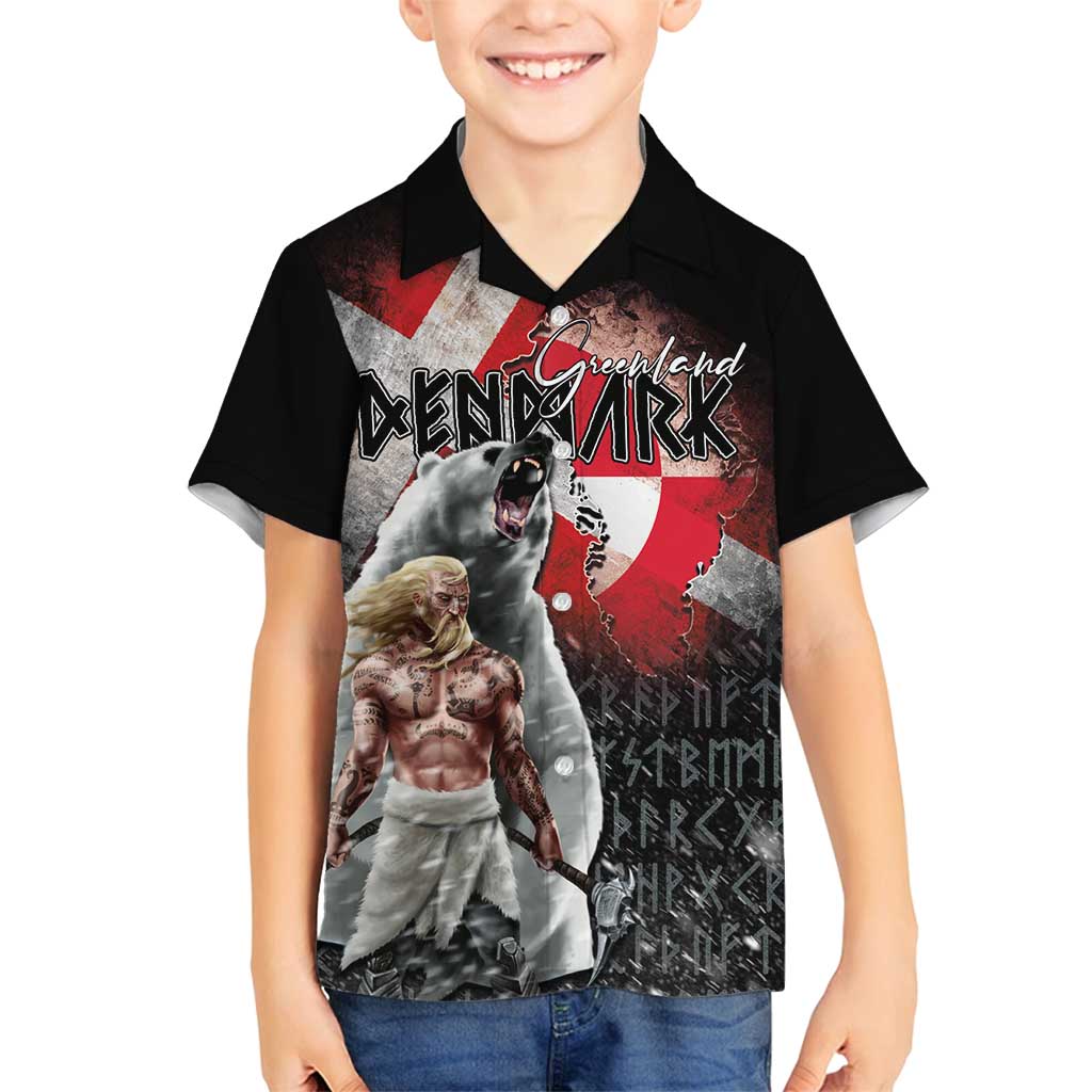 Greenlandic and Danish Together Family Matching Tank Maxi Dress and Hawaiian Shirt Viking Warrior with Polar Bear Roar - Wonder Print Shop