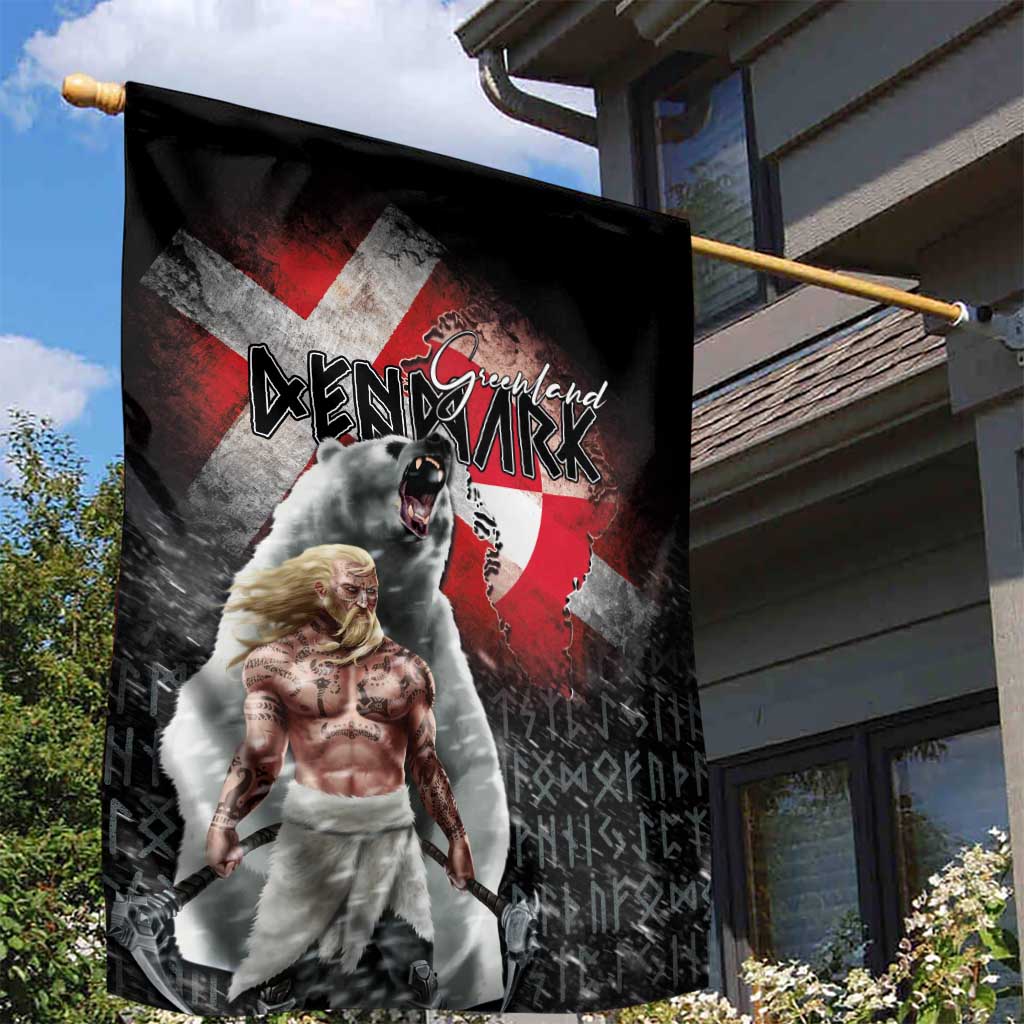 Greenlandic and Danish Together Garden Flag Viking Warrior with Polar Bear Roar - Wonder Print Shop