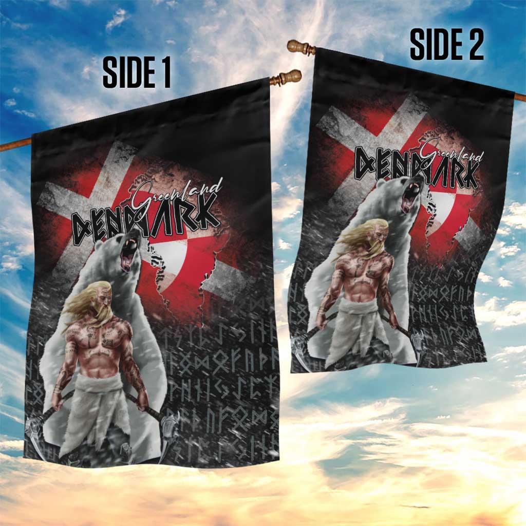 Greenlandic and Danish Together Garden Flag Viking Warrior with Polar Bear Roar - Wonder Print Shop