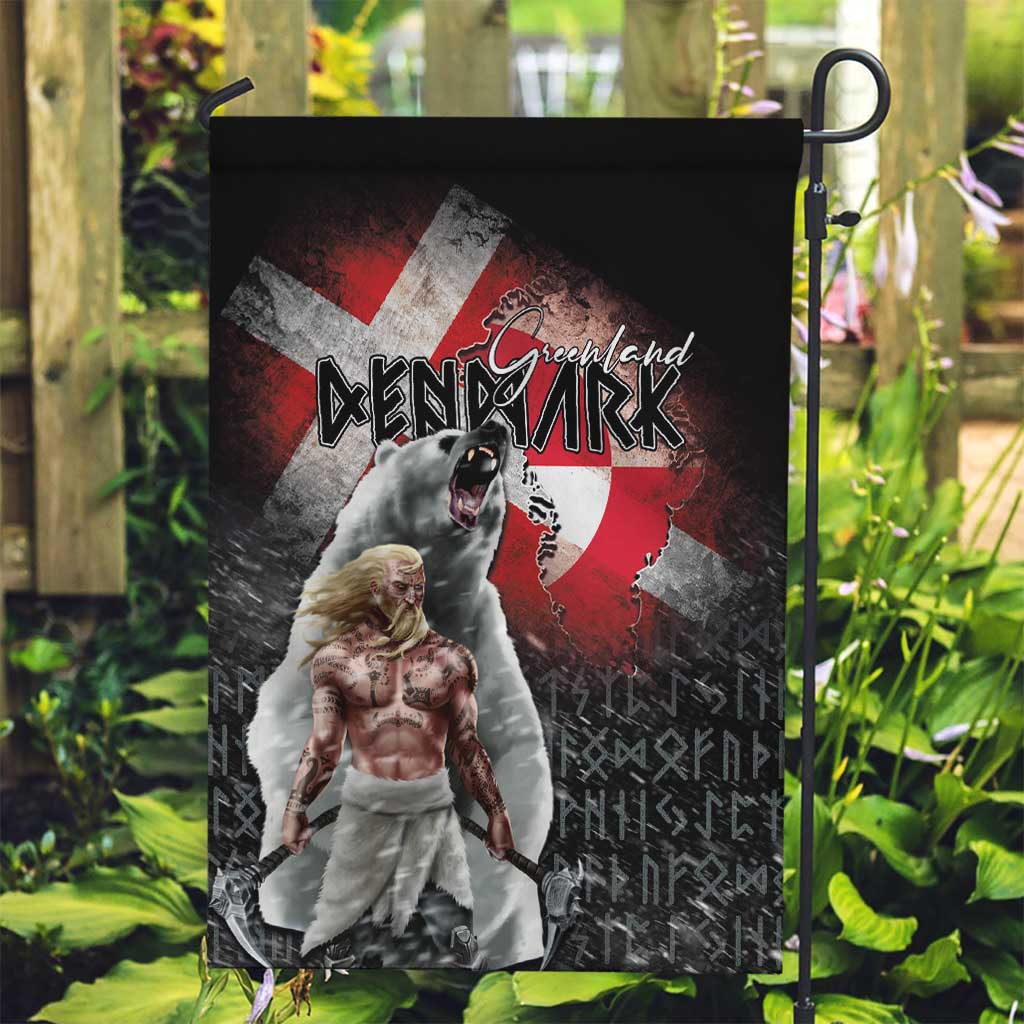 Greenlandic and Danish Together Garden Flag Viking Warrior with Polar Bear Roar - Wonder Print Shop