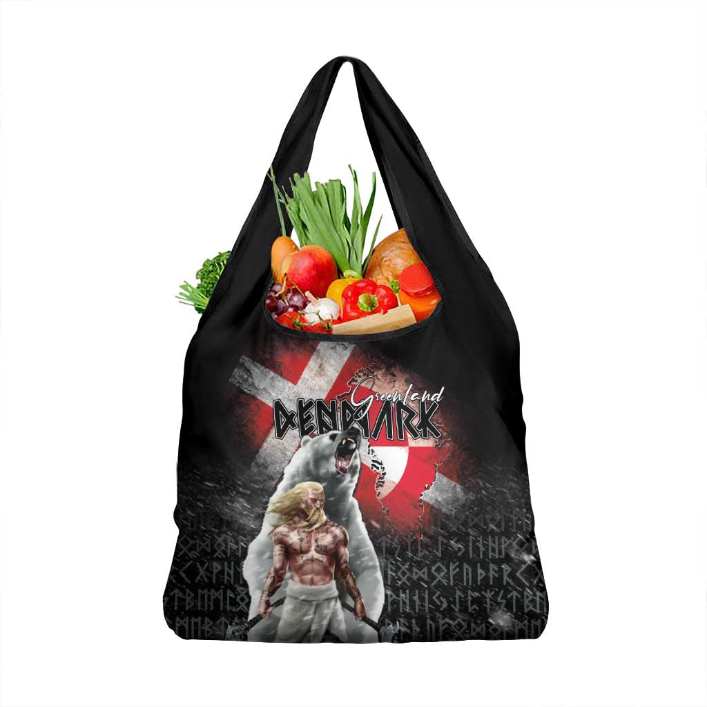 Greenlandic and Danish Together Grocery Bag Viking Warrior with Polar Bear Roar - Wonder Print Shop