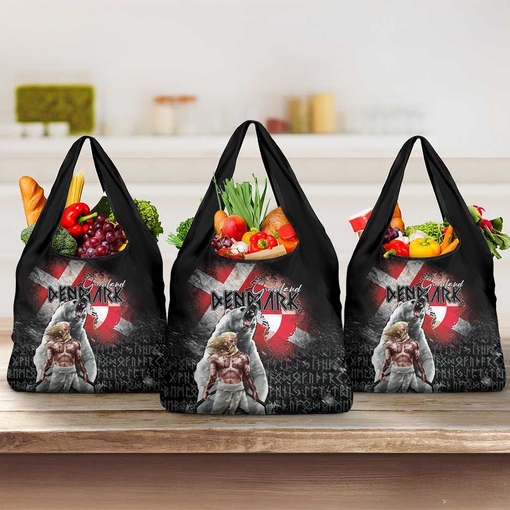 Greenlandic and Danish Together Grocery Bag Viking Warrior with Polar Bear Roar - Wonder Print Shop