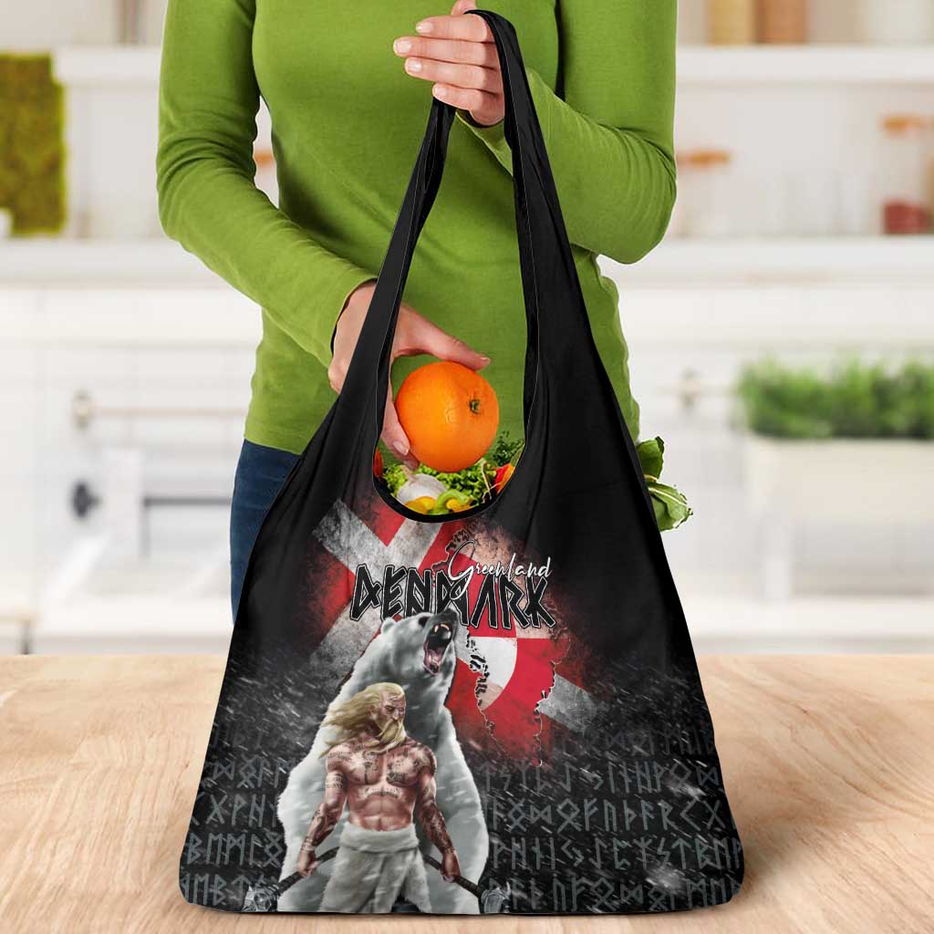 Greenlandic and Danish Together Grocery Bag Viking Warrior with Polar Bear Roar - Wonder Print Shop
