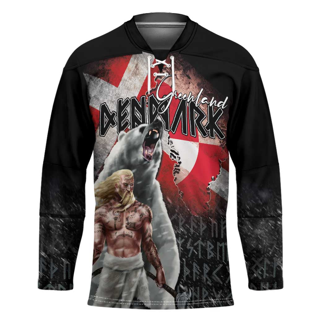 Greenlandic and Danish Together Hockey Jersey Viking Warrior with Polar Bear Roar - Wonder Print Shop