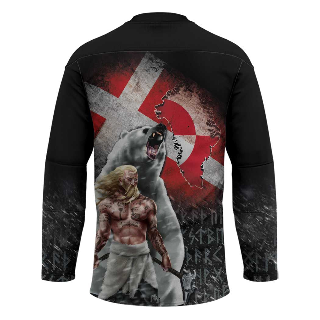 Greenlandic and Danish Together Hockey Jersey Viking Warrior with Polar Bear Roar - Wonder Print Shop