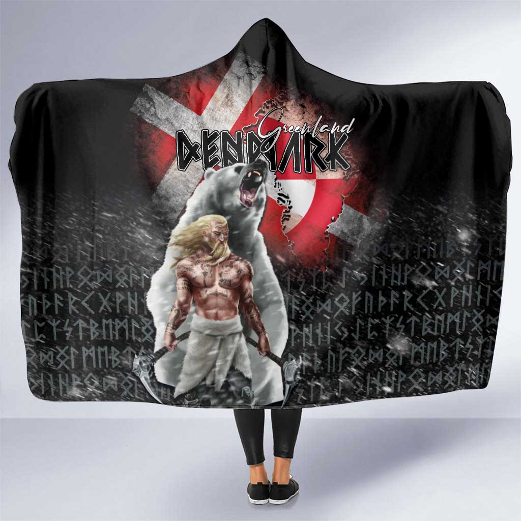 Greenlandic and Danish Together Hooded Blanket Viking Warrior with Polar Bear Roar - Wonder Print Shop