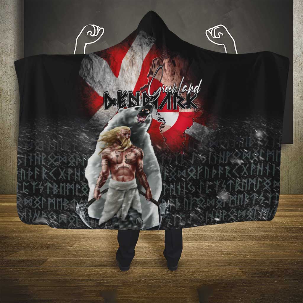Greenlandic and Danish Together Hooded Blanket Viking Warrior with Polar Bear Roar - Wonder Print Shop