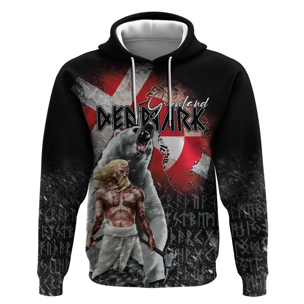 Greenlandic and Danish Together Hoodie Viking Warrior with Polar Bear Roar - Wonder Print Shop