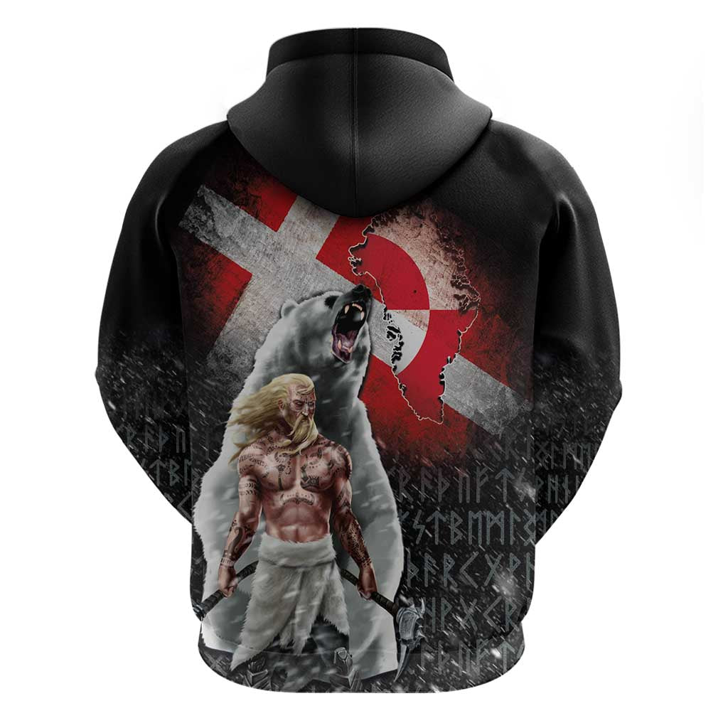 Greenlandic and Danish Together Hoodie Viking Warrior with Polar Bear Roar - Wonder Print Shop