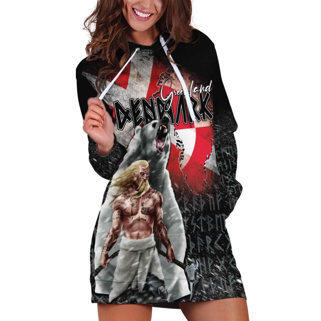 Greenlandic and Danish Together Hoodie Dress Viking Warrior with Polar Bear Roar - Wonder Print Shop
