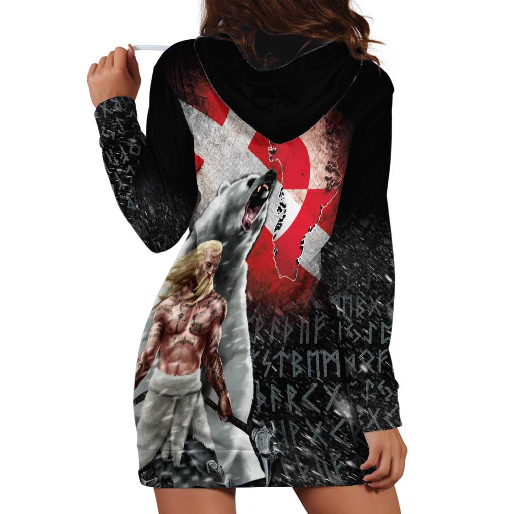 Greenlandic and Danish Together Hoodie Dress Viking Warrior with Polar Bear Roar - Wonder Print Shop