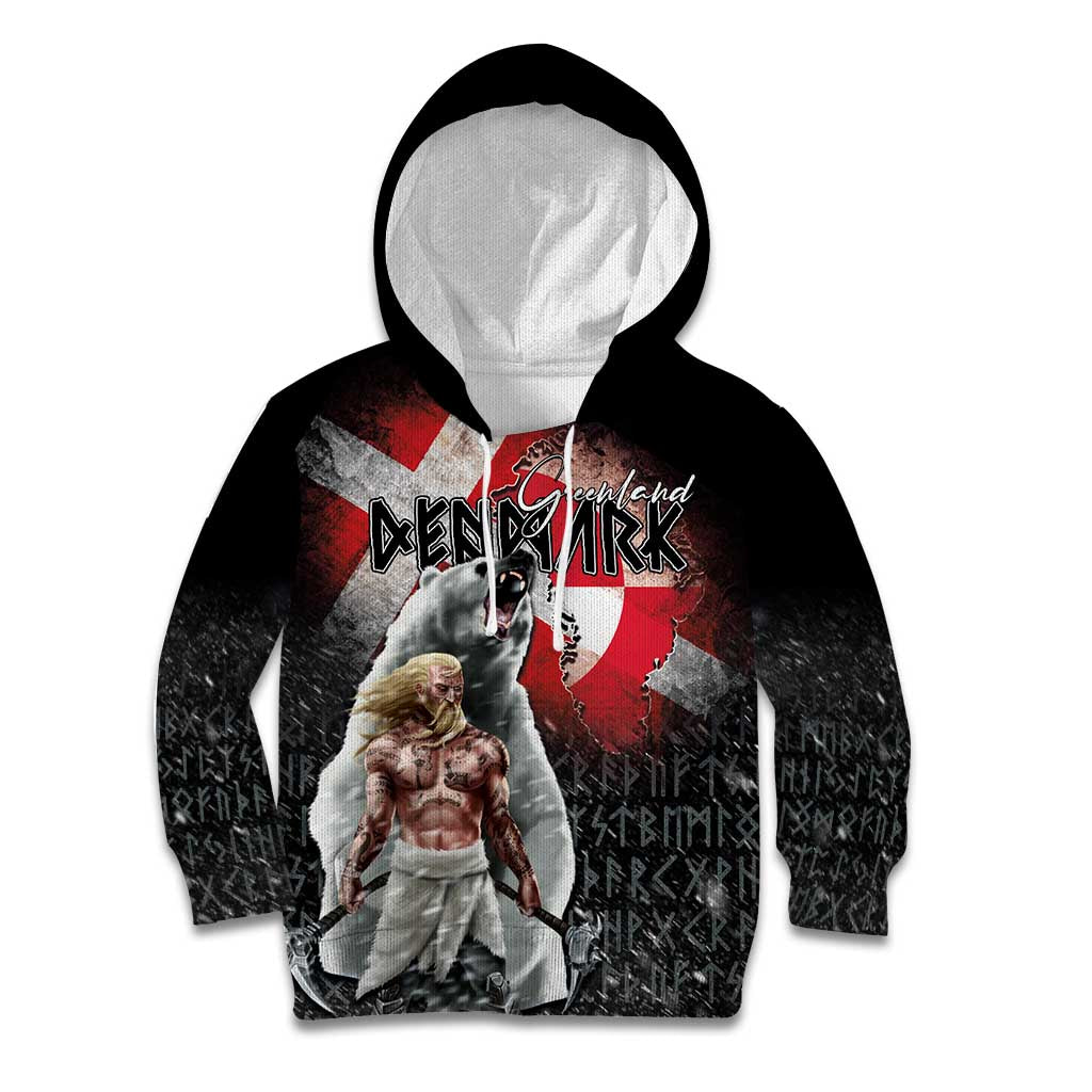 Greenlandic and Danish Together Kid Hoodie Viking Warrior with Polar Bear Roar - Wonder Print Shop