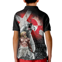 Greenlandic and Danish Together Kid Polo Shirt Viking Warrior with Polar Bear Roar - Wonder Print Shop