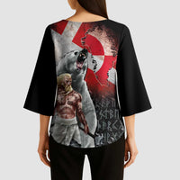 Greenlandic and Danish Together Kimono Sleeve Blouse Viking Warrior with Polar Bear Roar - Wonder Print Shop