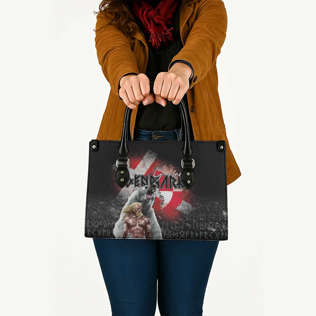 Greenlandic and Danish Together Leather Bag Viking Warrior with Polar Bear Roar - Wonder Print Shop