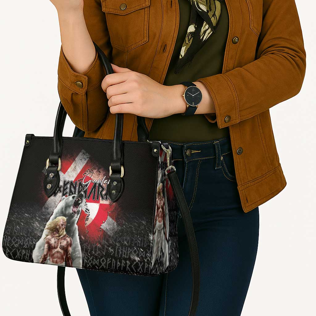 Greenlandic and Danish Together Leather Bag Viking Warrior with Polar Bear Roar - Wonder Print Shop