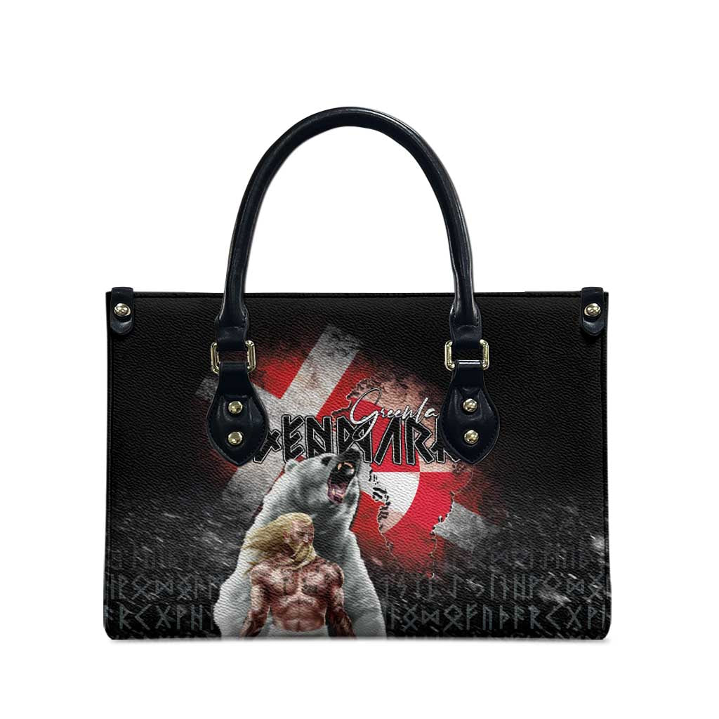 Greenlandic and Danish Together Leather Bag Viking Warrior with Polar Bear Roar - Wonder Print Shop