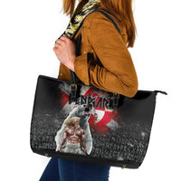Greenlandic and Danish Together Leather Tote Bag Viking Warrior with Polar Bear Roar - Wonder Print Shop