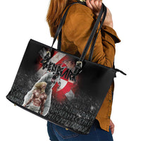 Greenlandic and Danish Together Leather Tote Bag Viking Warrior with Polar Bear Roar - Wonder Print Shop