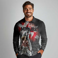 Greenlandic and Danish Together Long Sleeve Polo Shirt Viking Warrior with Polar Bear Roar - Wonder Print Shop