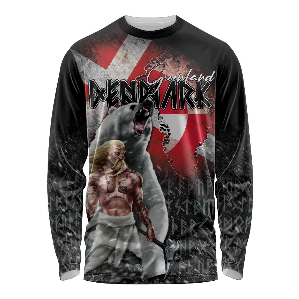 Greenlandic and Danish Together Long Sleeve Shirt Viking Warrior with Polar Bear Roar - Wonder Print Shop